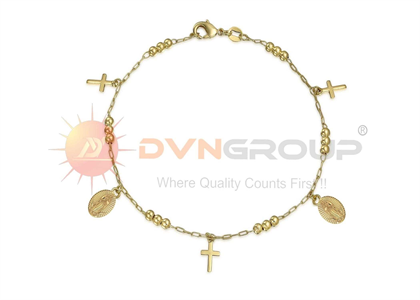 Gold Plated Virgin Mary Cross Charm Bracelet